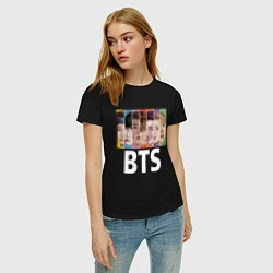 Футболка хлопковая женская BTS: Boys Faces, цвет: черный — фото 2