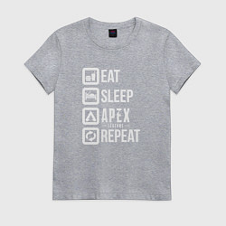 Футболка хлопковая женская Eat, Sleep, Apex, Repeat, цвет: меланж