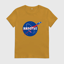 Футболка хлопковая женская NASA Delorean 88 mph, цвет: горчичный