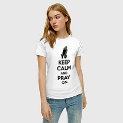 Футболка хлопковая женская Keep Calm & Pray On, цвет: белый — фото 2