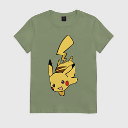 Футболка хлопковая женская Радостный Пикачуха, цвет: авокадо