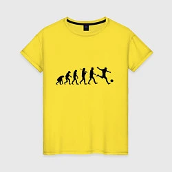 Футболка хлопковая женская Футбольная эволюция, цвет: желтый