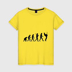 Футболка хлопковая женская Эволюция рока, цвет: желтый