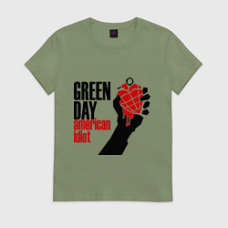 Футболка хлопковая женская Green Day: American idiot, цвет: авокадо