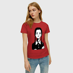 Футболка хлопковая женская Wednesday Addams, цвет: красный — фото 2