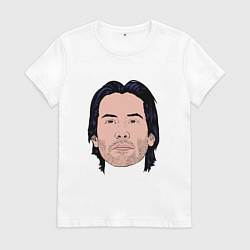Футболка хлопковая женская Кеану Ривз, цвет: белый