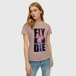Футболка хлопковая женская Fly or Die: Space, цвет: пыльно-розовый — фото 2