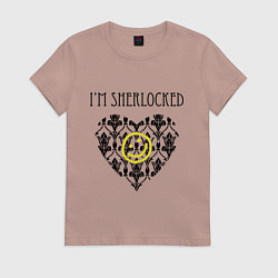 Футболка хлопковая женская Шерлок Сердце Im Sherlocked, цвет: пыльно-розовый