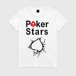 Футболка хлопковая женская Poker Stars, цвет: белый