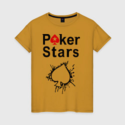 Футболка хлопковая женская Poker Stars, цвет: горчичный