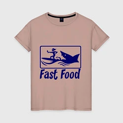 Футболка хлопковая женская Shark fast food, цвет: пыльно-розовый