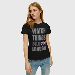 Футболка хлопковая женская Watch Things Duliu London, цвет: черный — фото 2