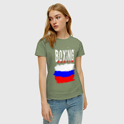 Футболка хлопковая женская Бокс Россия, цвет: авокадо — фото 2