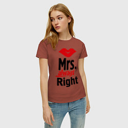 Футболка хлопковая женская Mrs. always right, цвет: кирпичный — фото 2