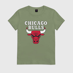 Футболка хлопковая женская CHICAGO BULLS, цвет: авокадо
