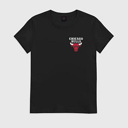 Футболка хлопковая женская CHICAGO BULLS НА СПИНЕ, цвет: черный