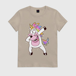 Футболка хлопковая женская Dabbing Unicorn, цвет: миндальный