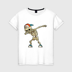 Футболка хлопковая женская Dab Skeleton, цвет: белый