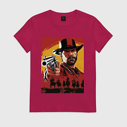 Футболка хлопковая женская Red dead redemption 2, цвет: маджента