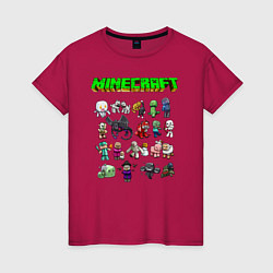 Футболка хлопковая женская Minecraft, цвет: маджента