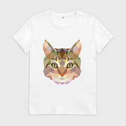 Футболка хлопковая женская Котейка, цвет: белый