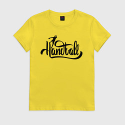 Футболка хлопковая женская Handball lettering, цвет: желтый