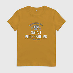 Футболка хлопковая женская Санкт-ПетербургBorn in Russia, цвет: горчичный