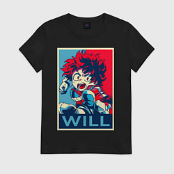 Футболка хлопковая женская MY HERO ACADEMIA Will, цвет: черный