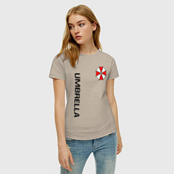 Футболка хлопковая женская UMBRELLA CORP, цвет: миндальный — фото 2