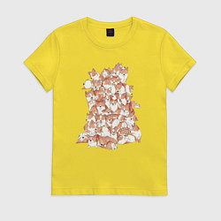 Футболка хлопковая женская КОРГИ, цвет: желтый