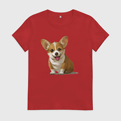Футболка хлопковая женская КОРГИ, цвет: красный
