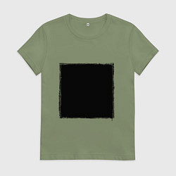 Футболка хлопковая женская ЧЕРНЫЙ КВАДРАТ, цвет: авокадо