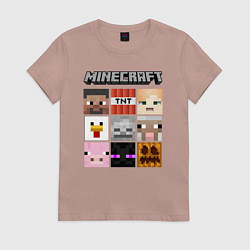Футболка хлопковая женская MINECRAFT, цвет: пыльно-розовый