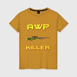 Футболка хлопковая женская AWP killer 2, цвет: горчичный