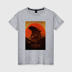 Футболка хлопковая женская Godzilla and red sun, цвет: меланж