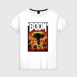 Футболка хлопковая женская DOOM BOOM, цвет: белый