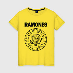 Футболка хлопковая женская RAMONES, цвет: желтый