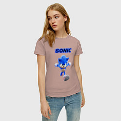 Футболка хлопковая женская SONIC, цвет: пыльно-розовый — фото 2
