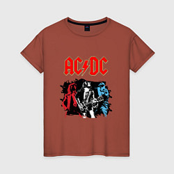 Футболка хлопковая женская ACDC, цвет: кирпичный