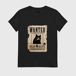 Футболка хлопковая женская Кот, цвет: черный