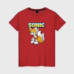 Футболка хлопковая женская Sonic, цвет: красный