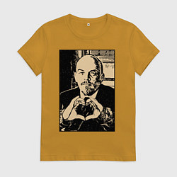 Футболка хлопковая женская Ленин Oko, цвет: горчичный