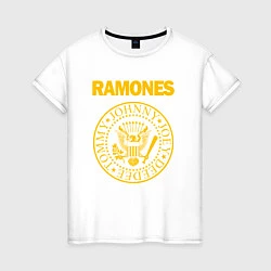 Футболка хлопковая женская RAMONES, цвет: белый