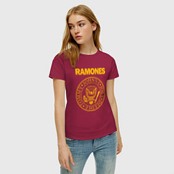 Футболка хлопковая женская RAMONES, цвет: маджента — фото 2