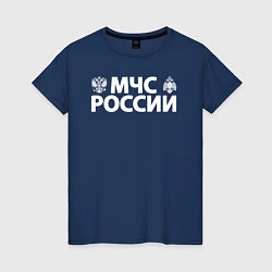 Футболка хлопковая женская МЧС России, цвет: тёмно-синий