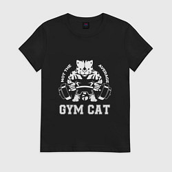 Футболка хлопковая женская GYM Cat, цвет: черный