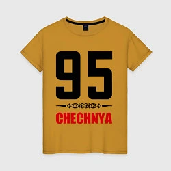 Футболка хлопковая женская 95 Chechnya, цвет: горчичный