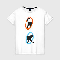 Женская футболка Portal Cat