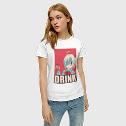 Футболка хлопковая женская DRINK, цвет: белый — фото 2