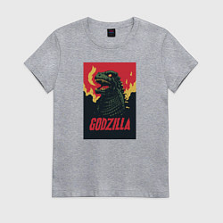 Футболка хлопковая женская Godzilla, цвет: меланж